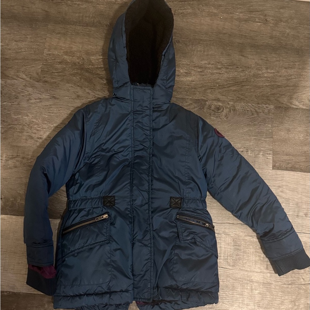 Appaman Girls Blue Winter Coat Size Girls Furry Lined Youth Size 6 Zip